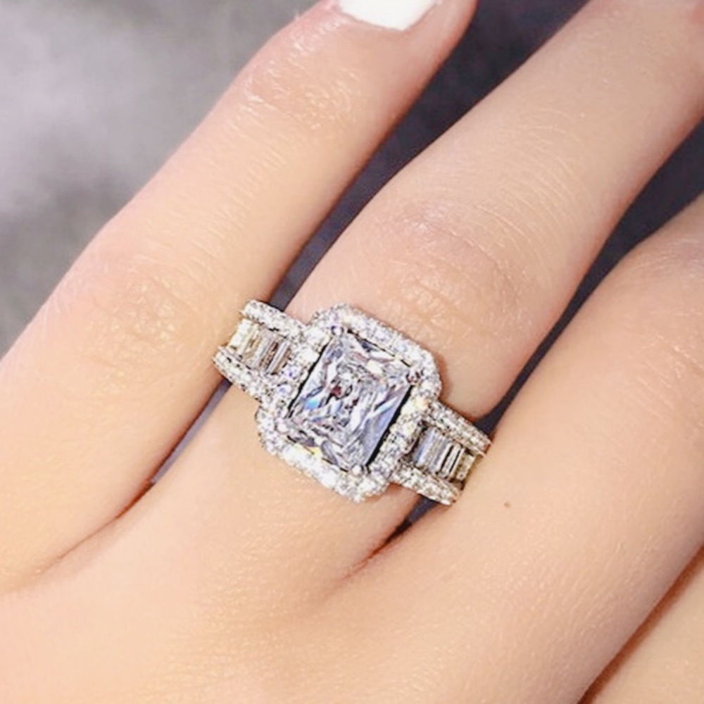 Luxury 18K White Gold Filled Sapphire Ring - Picture 5 of 7